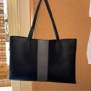 Vince Camuto Faux Vegan Pebbled Leather Black Gray Laptop Bag.